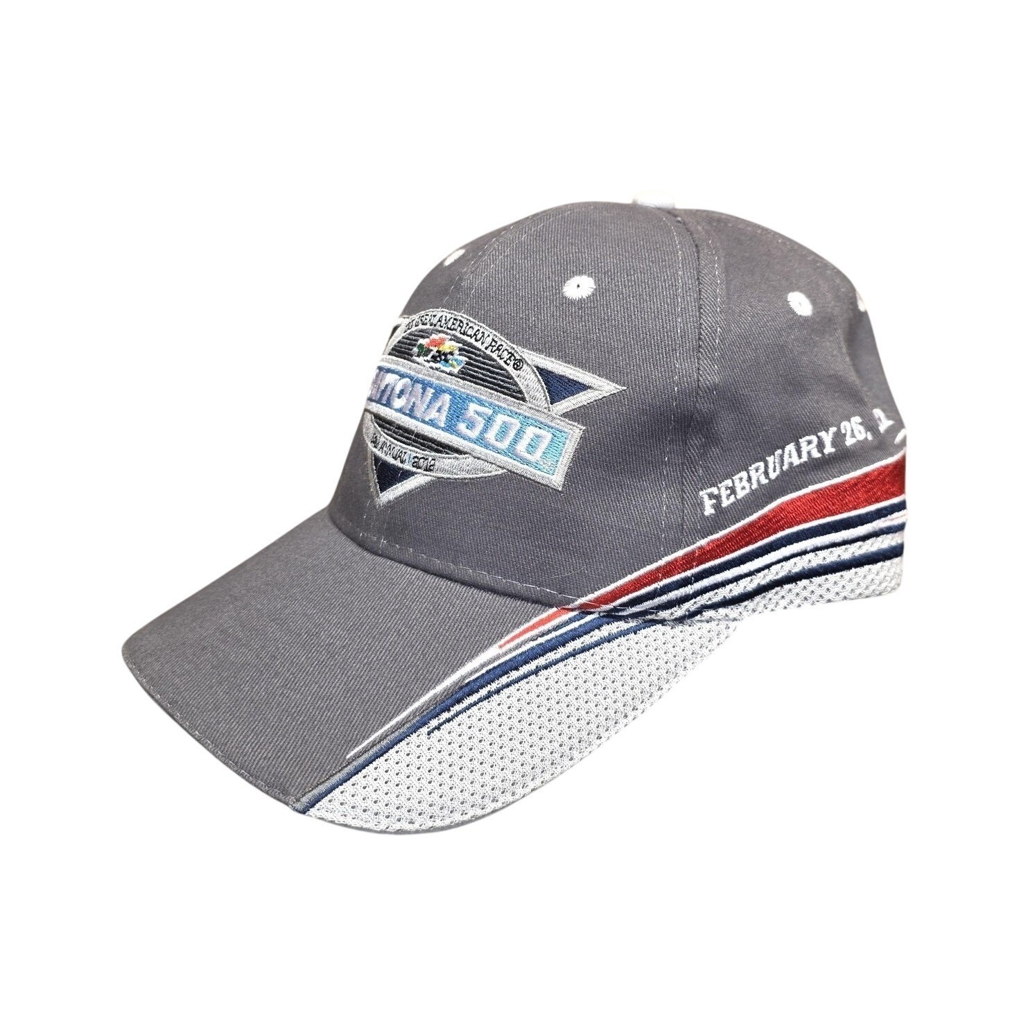 Daytona 500 Hat Cap Strap Back Mens One Size Nascar Auto Racing Gray Red 2012